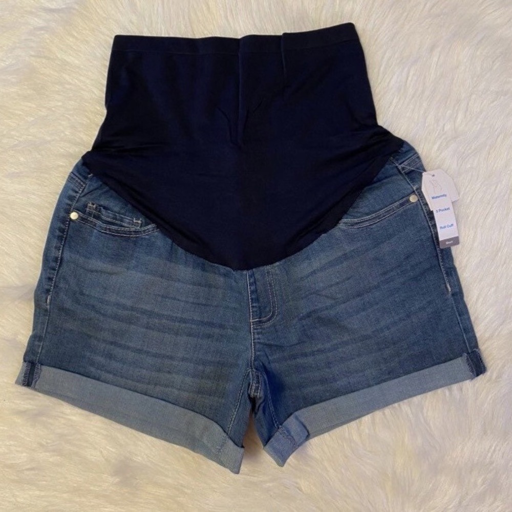 Time And Tru Maternity Jean Shorts Womens‎ Size Small (4-6) Short Roll Cuff